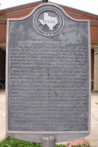 Lamar Junior High was originally the high school facility and was on the site of the first public school in Bryan, Texas.