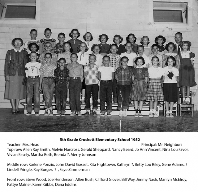 Mrs. Heads 5th Grade Class Crocket 1952